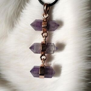 Amethyst Triple Point Pendant Necklace